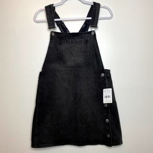 Free People Black Denim Skirtalls Size 10 Overalls Skirt